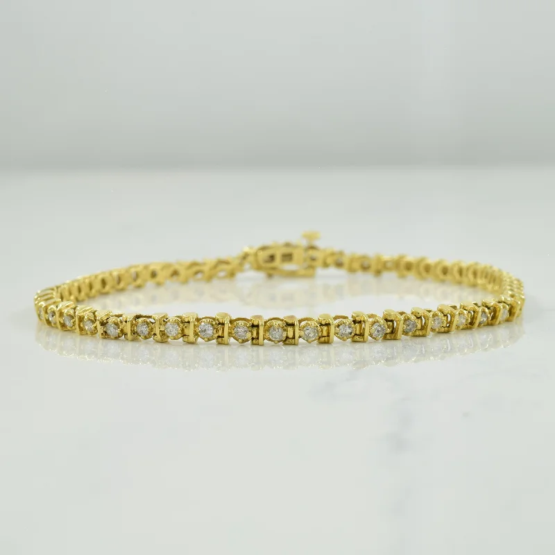 Diamond Tennis 14k Yellow Gold Bracelet | 1.27ctw | 7.25" |