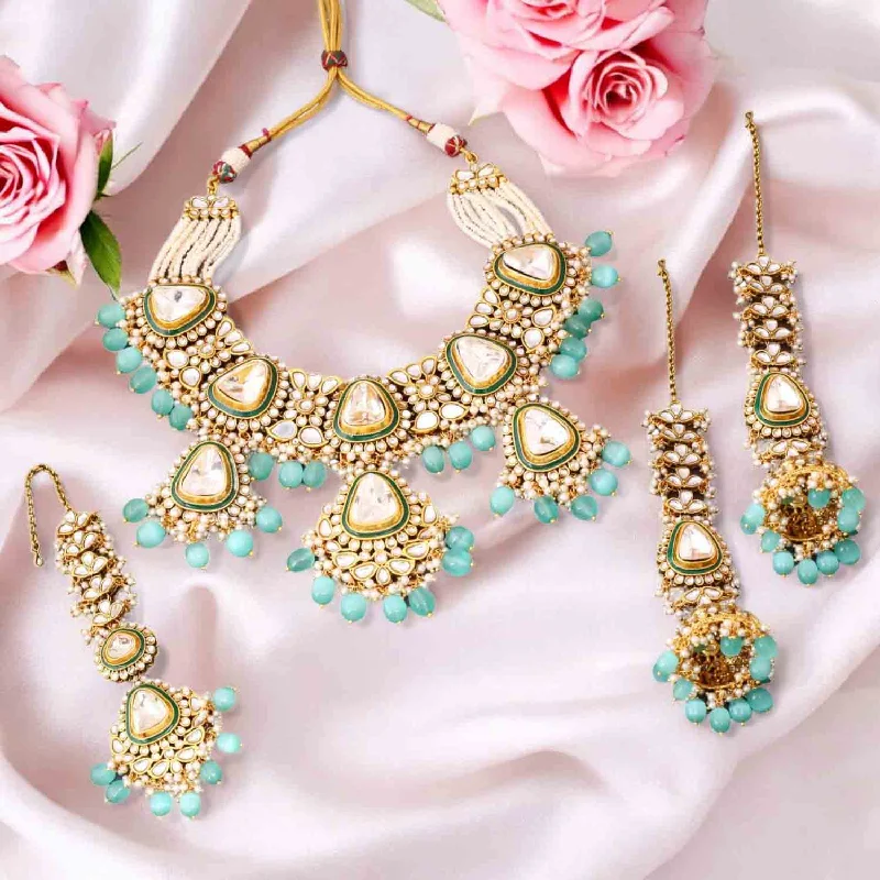 Turquoise Runali Kundan Jewellery Set