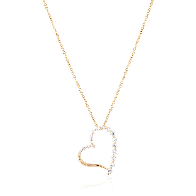 Rose gold diamond heart pendant