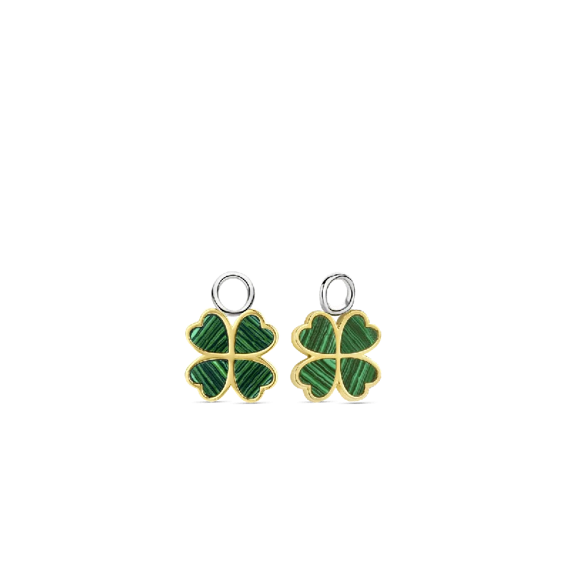 Ti Sento Gold and Silver Ear Charms with Malachite Stones