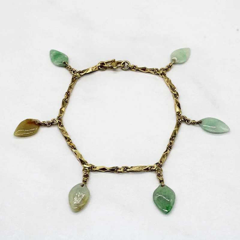 Jadeite Leaf Charm Bracelet | 3.90ctw | 6" |