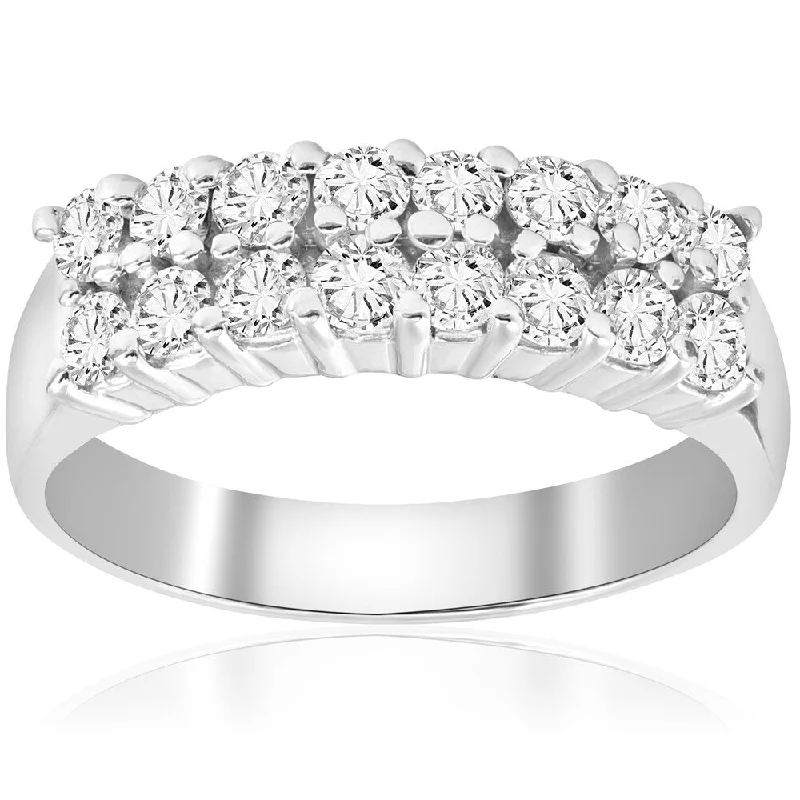 14k White Gold 1 5/8ct Diamond Wedding Ring Womens Anniversary Band