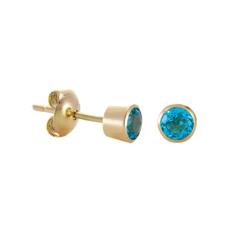 Simon Alexander 9ct Gold Blue Topaz Round Studs