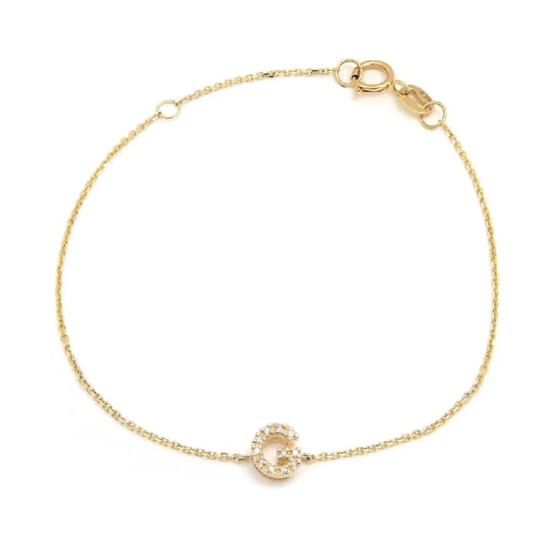 14K Yellow Gold Diamond Initial "G" Bracelet