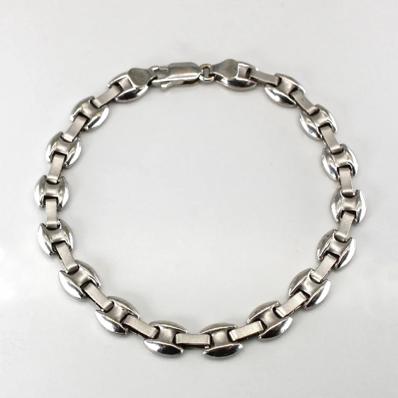 Interlocking White Gold Chain Bracelet | 7"|