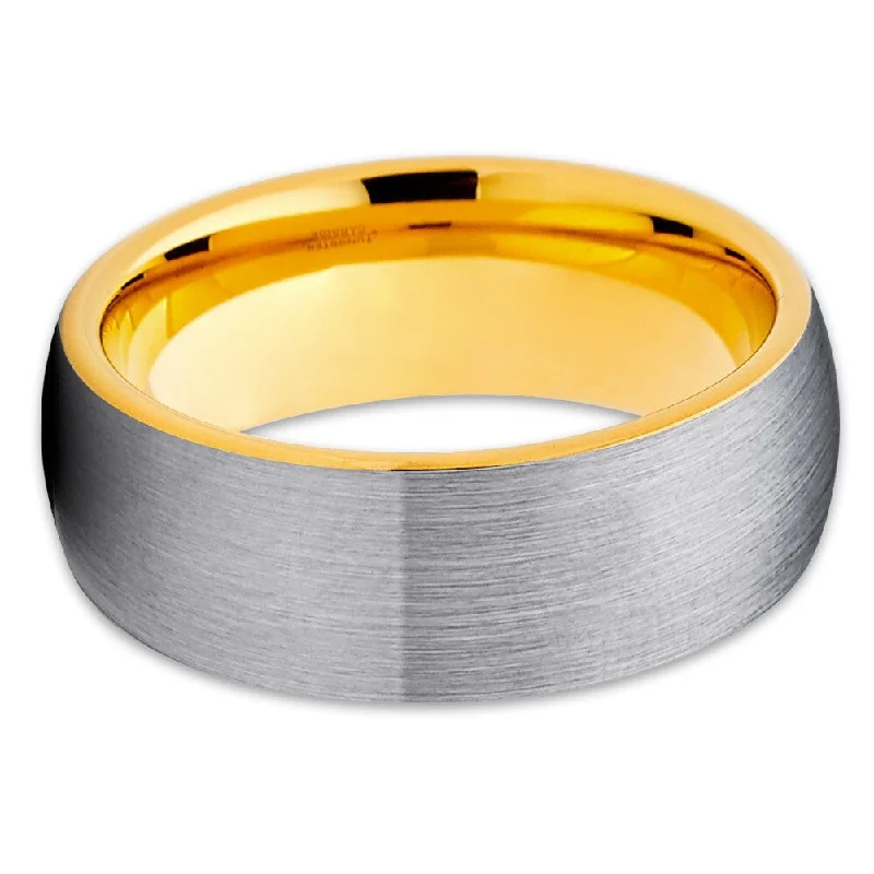 8Mm Tungsten Carbide Wedding Ring Yellow Gold Plated Comfort Fit Size 715