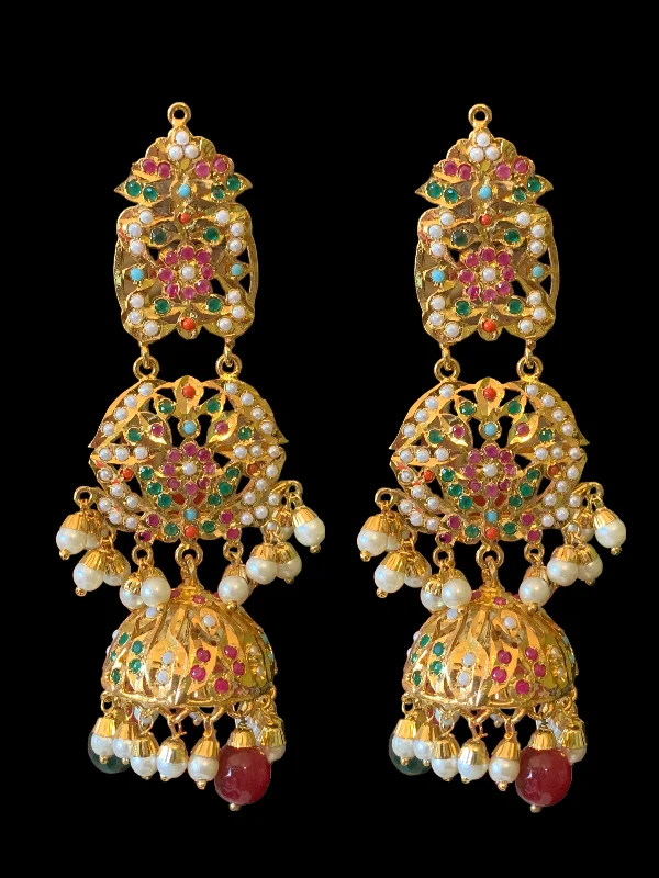 DER359 Vidisha jhumka in navratan ( READY TO SHIP )