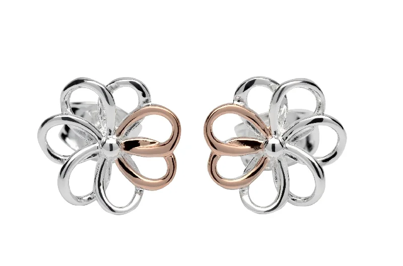 Unique & Co Rose Gold Vermeil Flower Stud Earrings