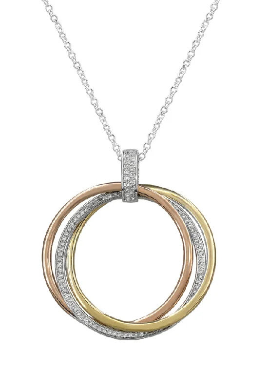 Trio 14K Tri-Color Gold Diamond Circles Pendant, 0.30 TCW