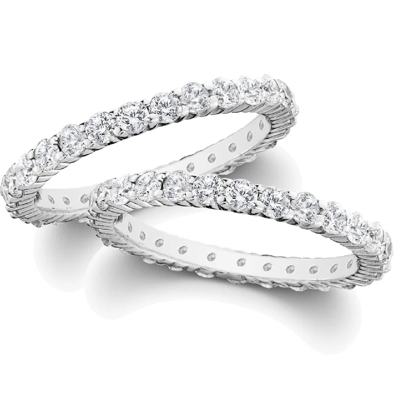 2ct Matching Diamond Eternity Wedding Ring Set