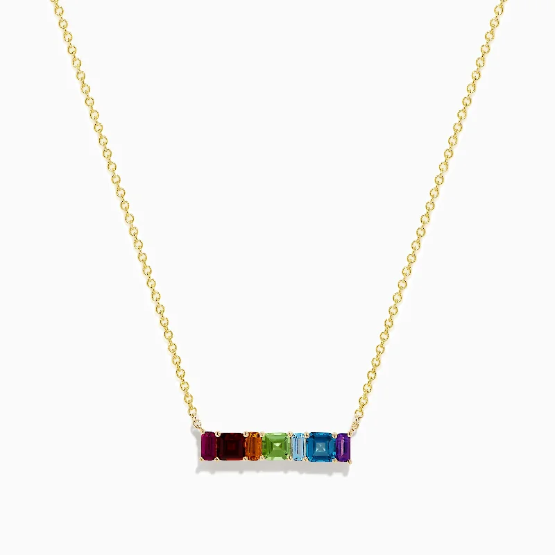 Mosaic 14K Yellow Gold Multi Gemstone Pendant