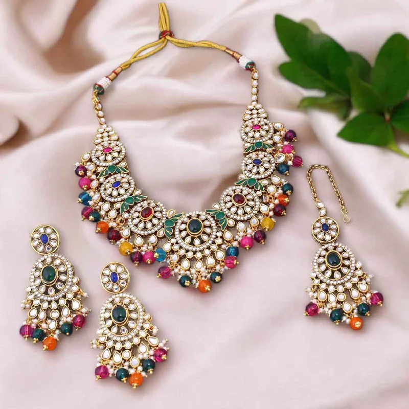 Multicolor Shazia Kundan Jewellery Set