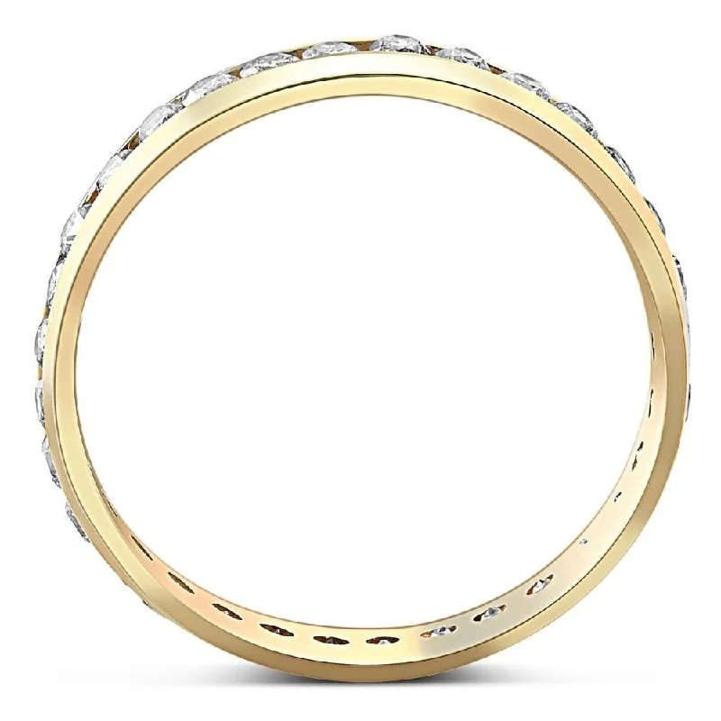 1 1/4ct Mens Diamond Channel Set Eternity Ring Yellow Gold