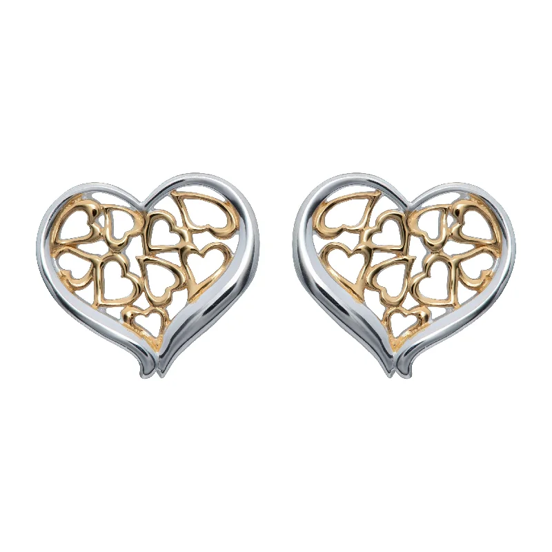 Unique & Co Heart Stud Earrings - 18ct Gold Vermeil