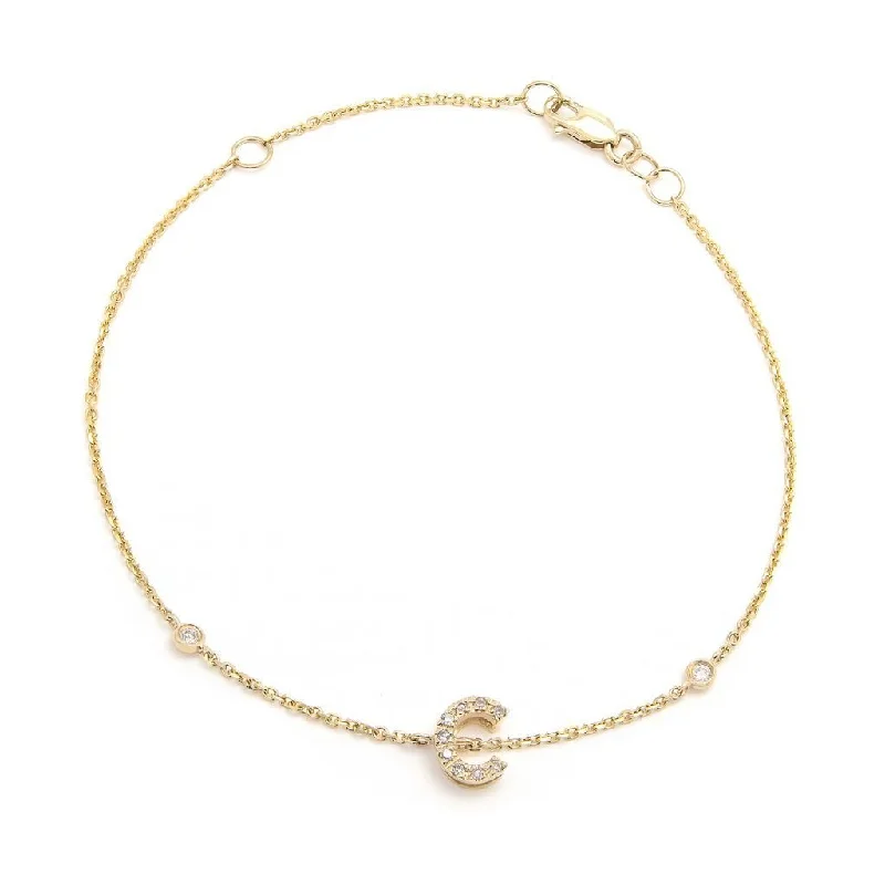 14K Gold Initial "C" Bracelet With Diamonds