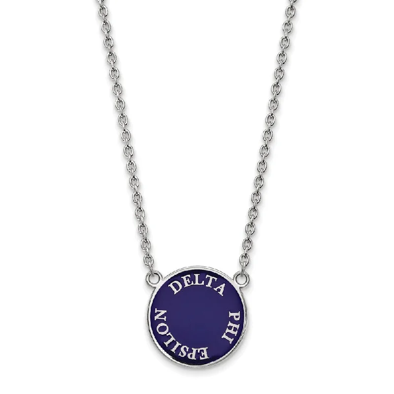 Sterling Silver Delta Phi Epsilon Large Enamel Disc Necklace