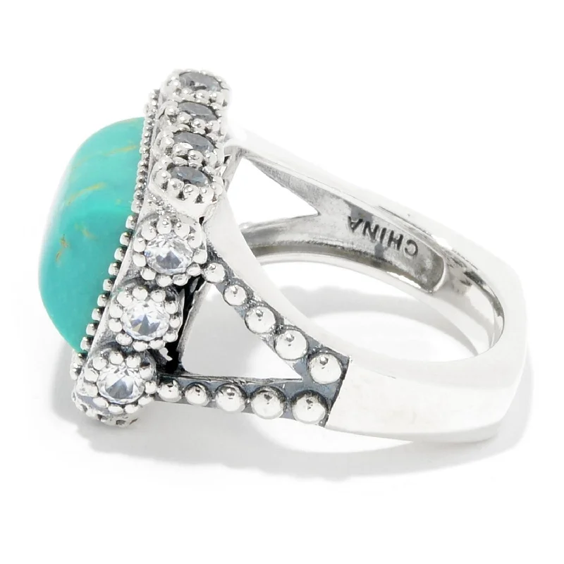 Sterling Silver Turquoise & Gem East-West Ring