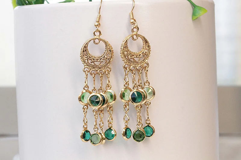 Emerald Fringes Earrings