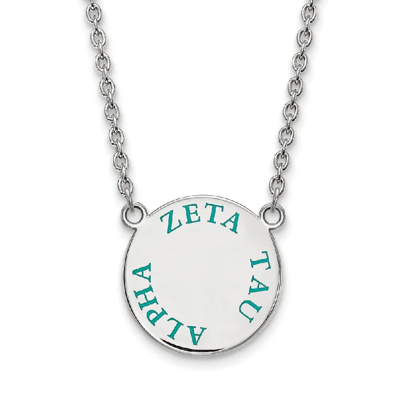 Sterling Silver Zeta Tau Alpha Large Turqouise Enamel Necklace