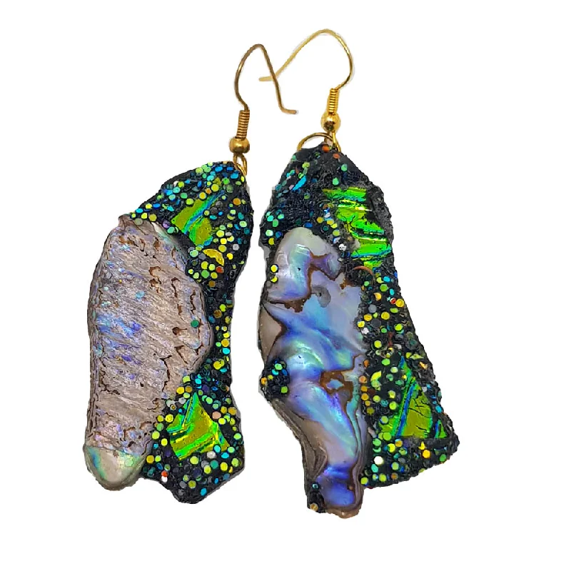 GREEN PAUA SHELL PENDANT EARRINGS, 2015 - 2019