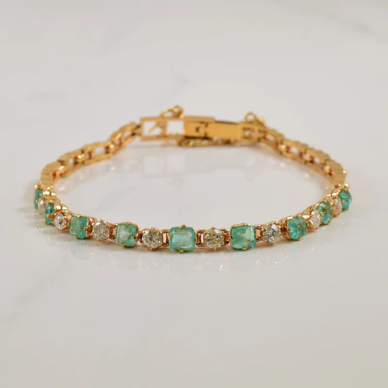 Emerald & Diamond Bracelet | 1.30ctw, 0.56ctw | 6" |