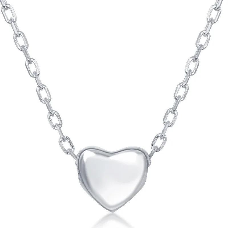 Sterling Silver Small Shiny Heart Design Necklace