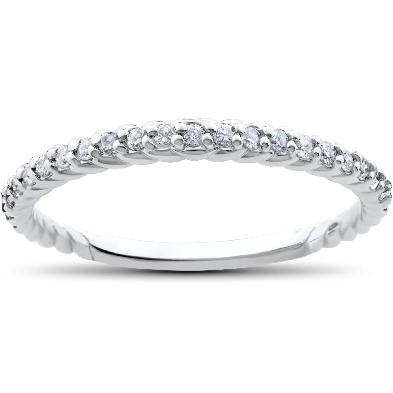 1/4ct Diamond Braided Wedding Ring White Gold