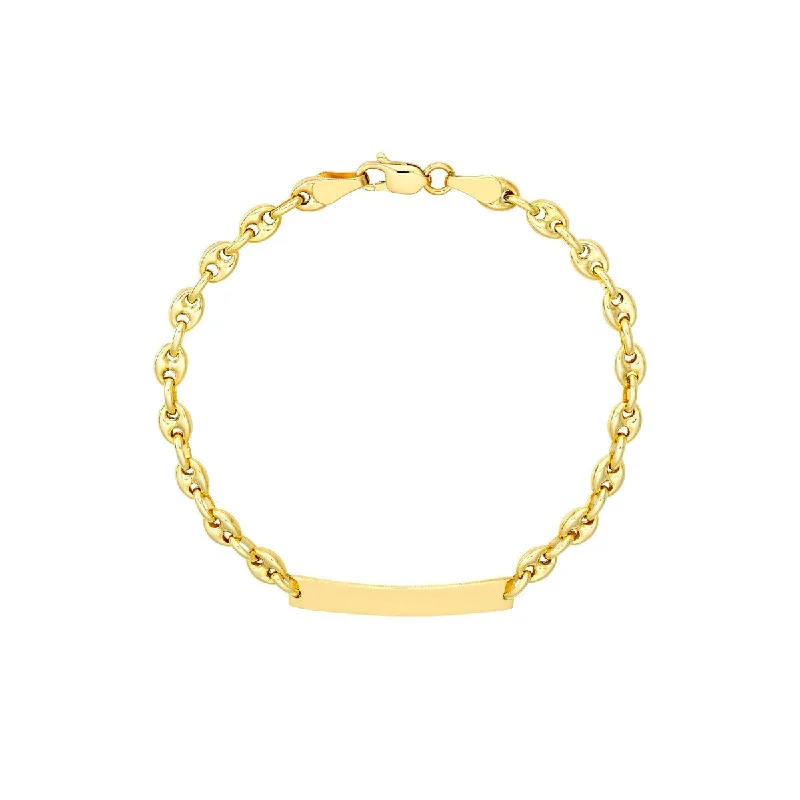 14K Yellow Gold Children's Puff Mariner ID Bracelet