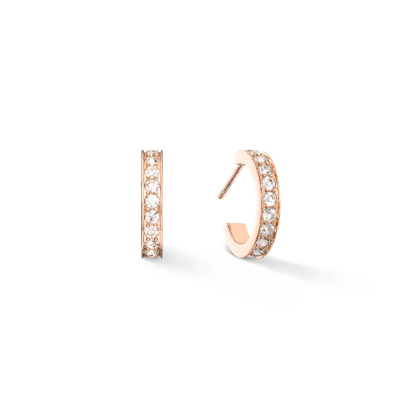 Coeur De Lion Rose Gold Crystal Hoop Earrings