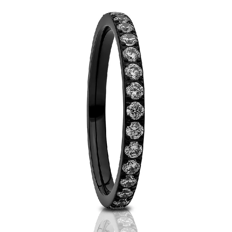 Black Titanium Eternity Ring 3Mm Cz Ladies Wedding Ring Comfort Fit Labor Created