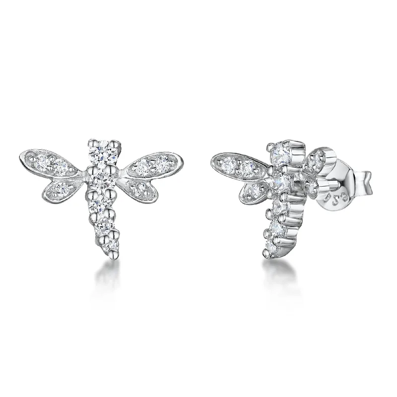 Jools Cubic Zirconia Dragonfly Stud Earrings