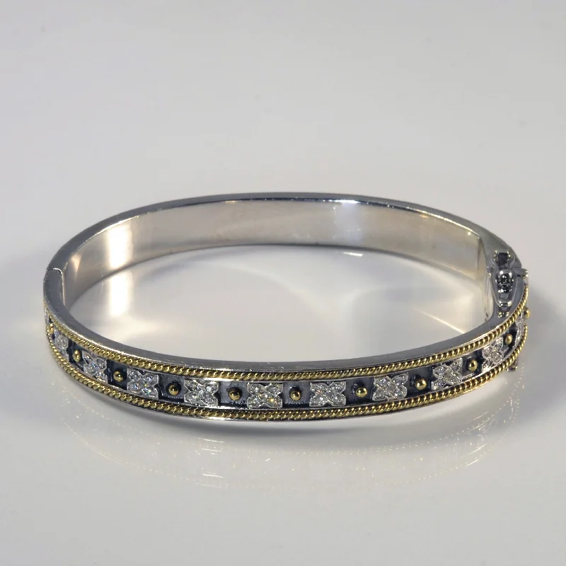 Fred Mak' Sterling Silver & Gold Bangle | 0.69ctw | 7" |