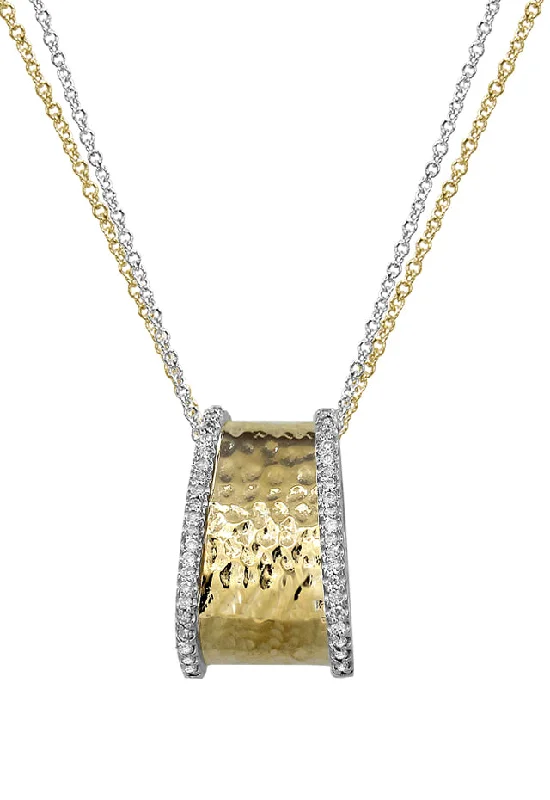 D'Oro Two Tone 14K Yellow and White Gold Diamond Pendant, 0.20 TCW