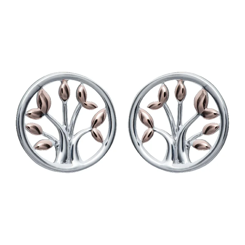 Unique & Co Tree of Life Stud Earrings - 18ct Rose Gold Vermeil