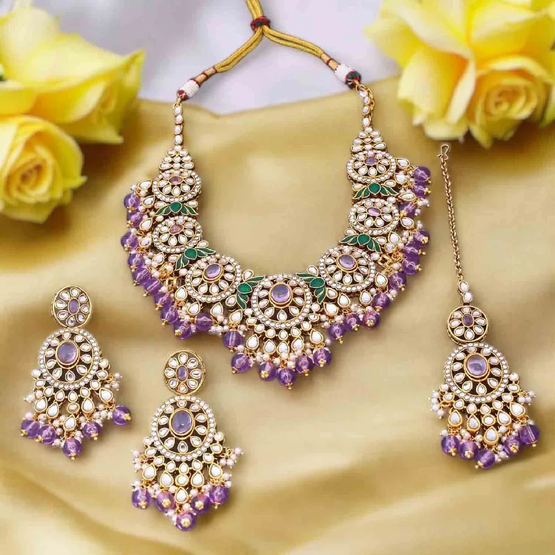 Purple Shazia Kundan Jewellery Set