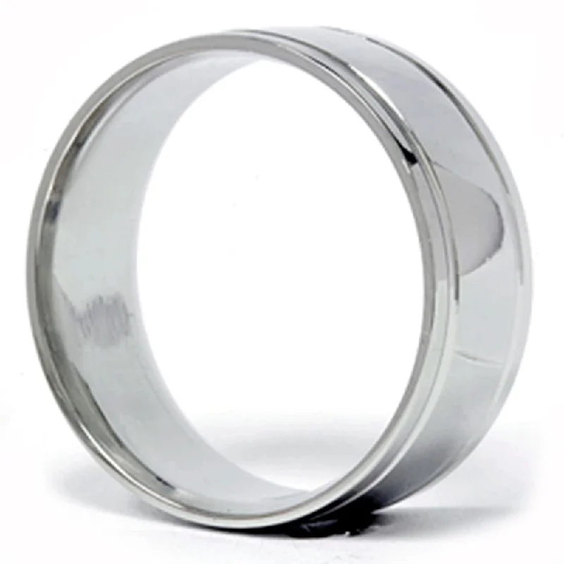 Platinum 8mm High Polished Double Inlay Band Men's Wedding RIng