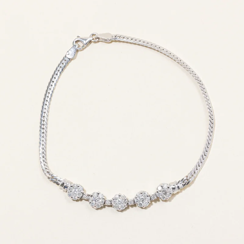 Diamond Cluster Bracelet | 0.95ctw | 7.5" |