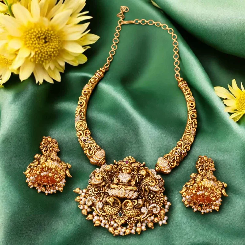 Golden Vedika 3D Effect Temple Jewellery Set-New Arrival