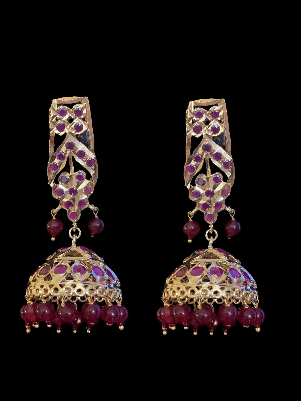 DER118 rooha jhumkas in rubies ( SHIPS IN 4 WEEKS )